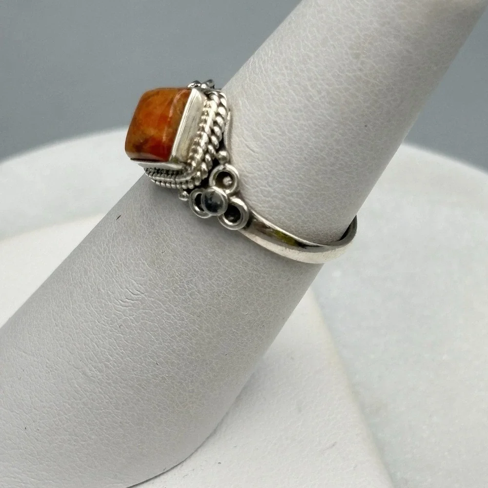 Sterling Silver Spiny Oyster Ring 925 Size 6 Byzantine Scrolls Boho Excellent